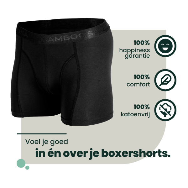 Bamboosa – Lewis Bamboe Boxershort – Anti‑transpirant, Zacht & Ademend – Zwart – 95% Bamboe / 5% Elastaan – Maat S t/m XXXL