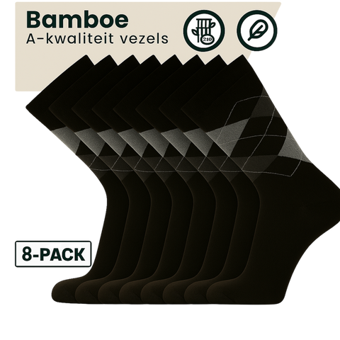 8 Pack - Steve Bamboe Sokken - Zwart