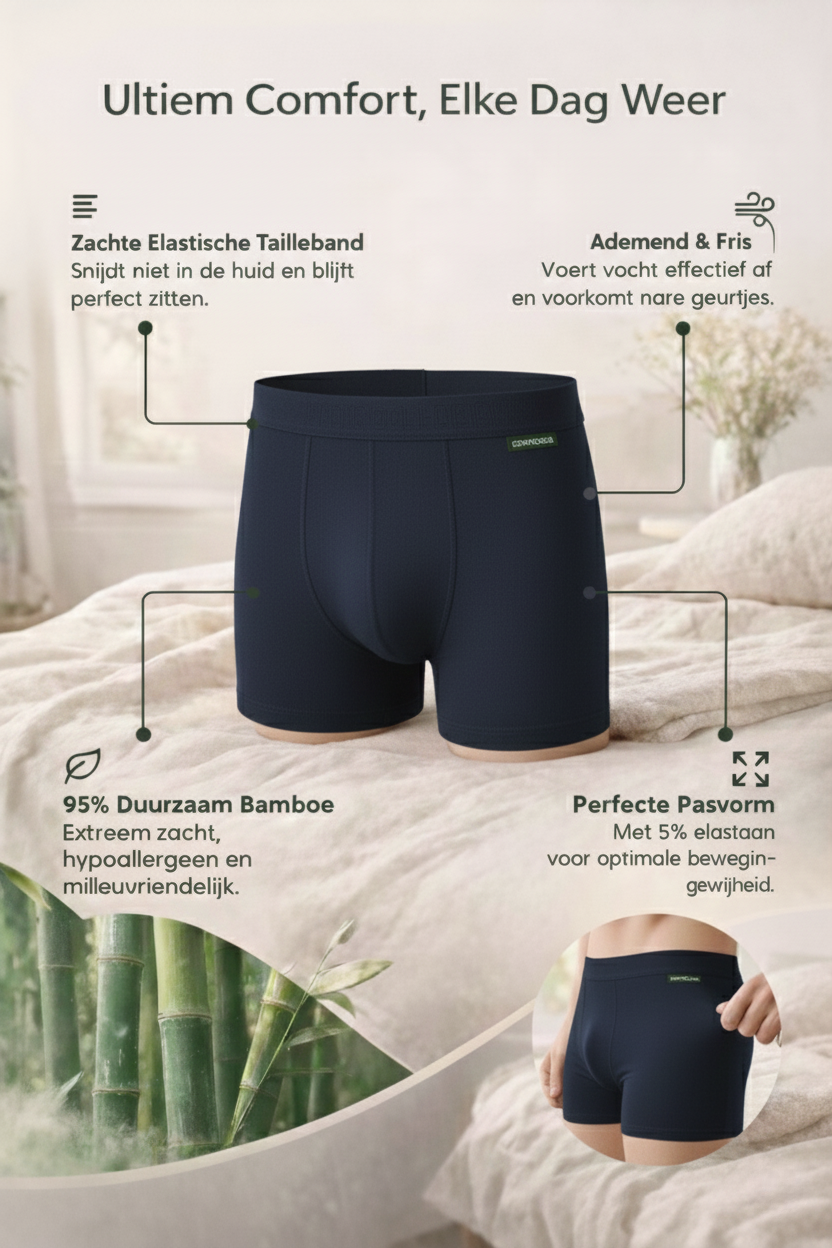 6 - Pack Lewis Bamboe Boxershorts - Marineblauw