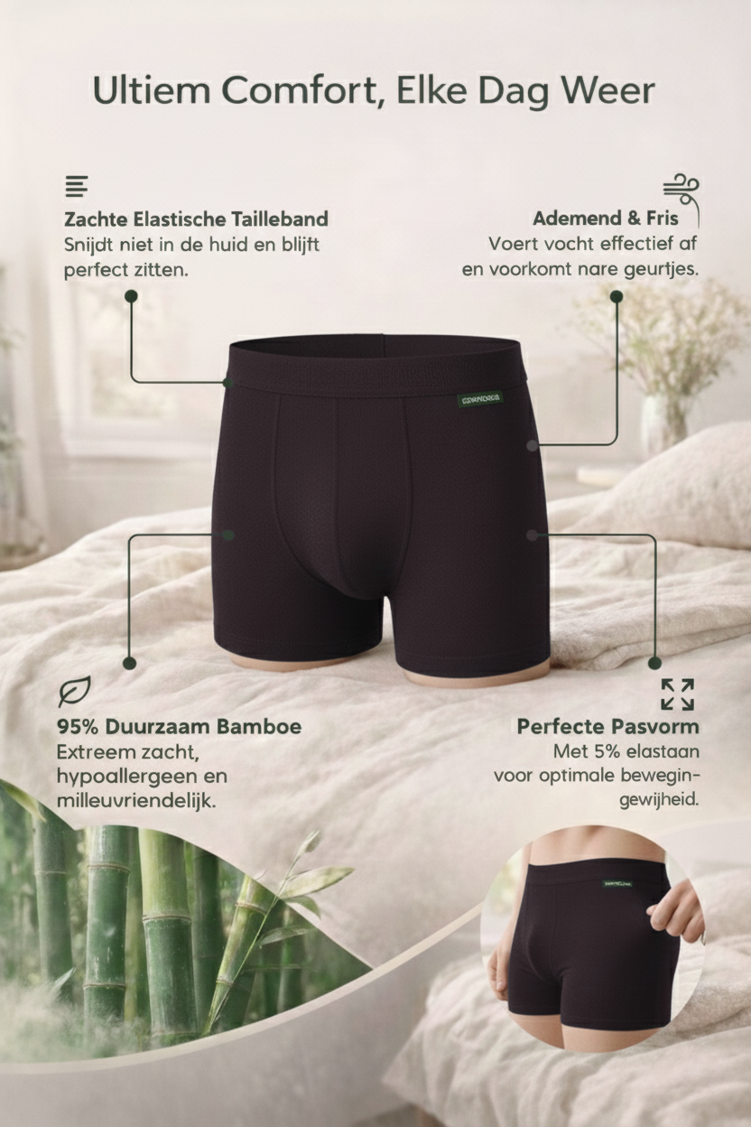 6 - Pack Lewis Bamboe Boxershorts - Zwart