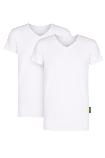 2 - Pack Austin Bamboe T-shirts V-hals - Wit