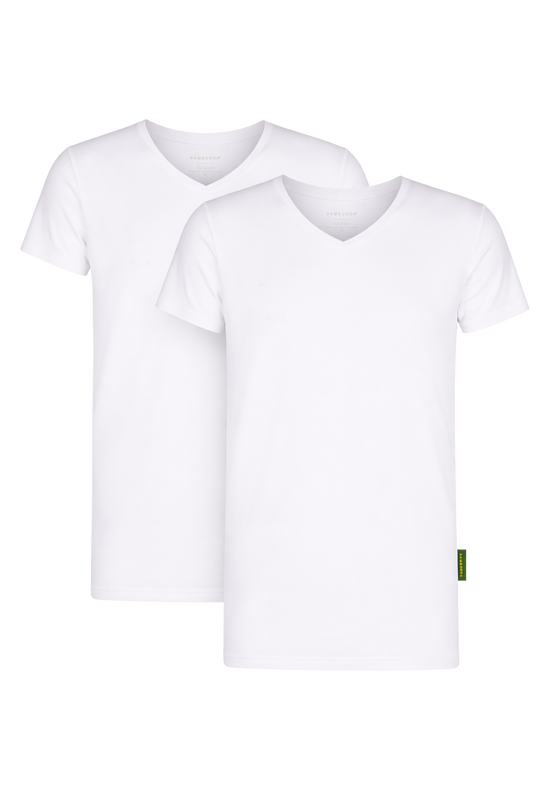 2 - Pack Austin Bamboe T-shirts V-hals - Wit