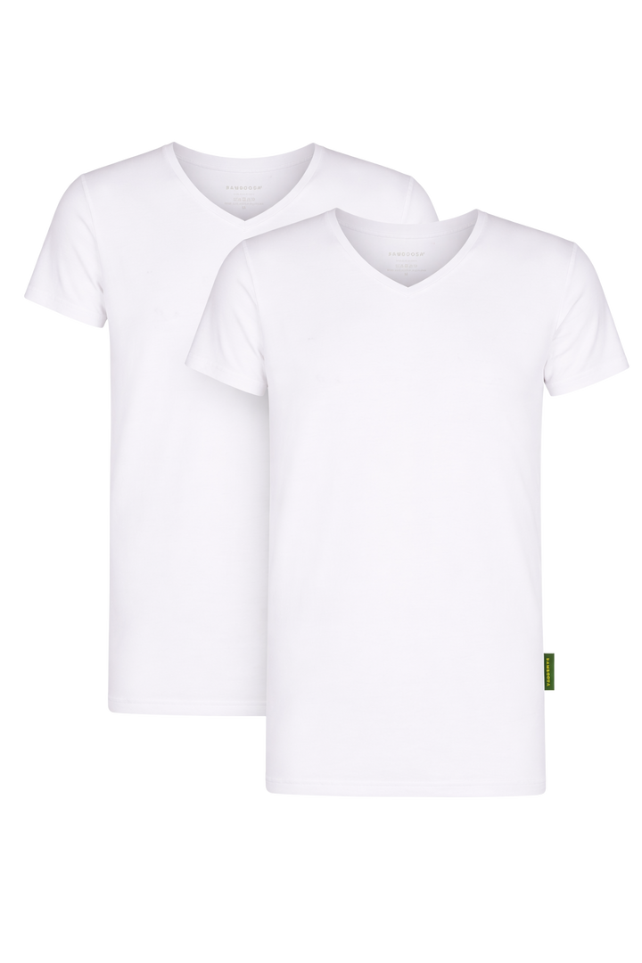 2 - Pack Austin Bamboe T-shirts V-hals - Wit