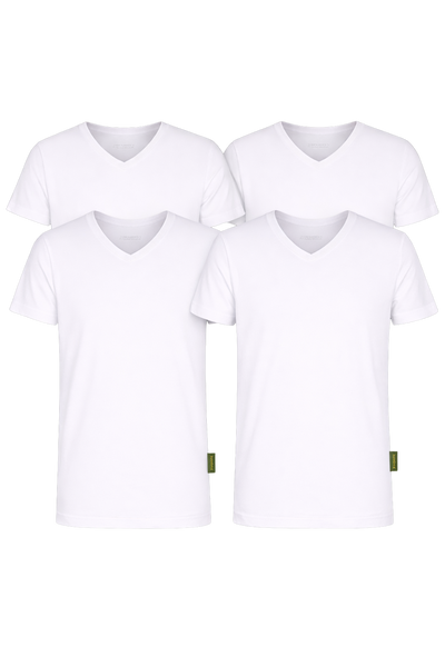 4 - Pack Austin Bamboe T-shirts V-hals - Wit