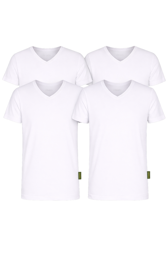 4 - Pack Austin Bamboe T-shirts V-hals - Wit