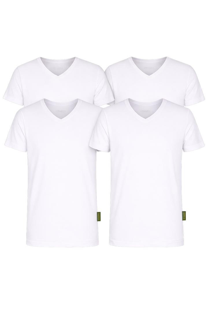 4 - Pack Austin Bamboe T-shirts V-hals - Wit