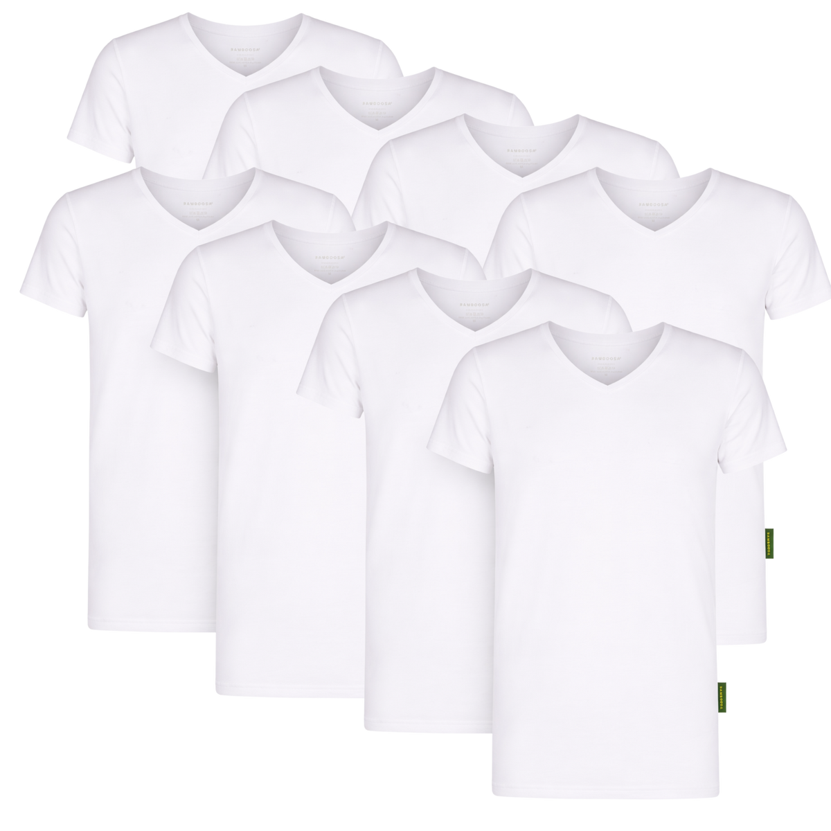 8 - Pack Austin Bamboe T-shirts V-hals - Wit