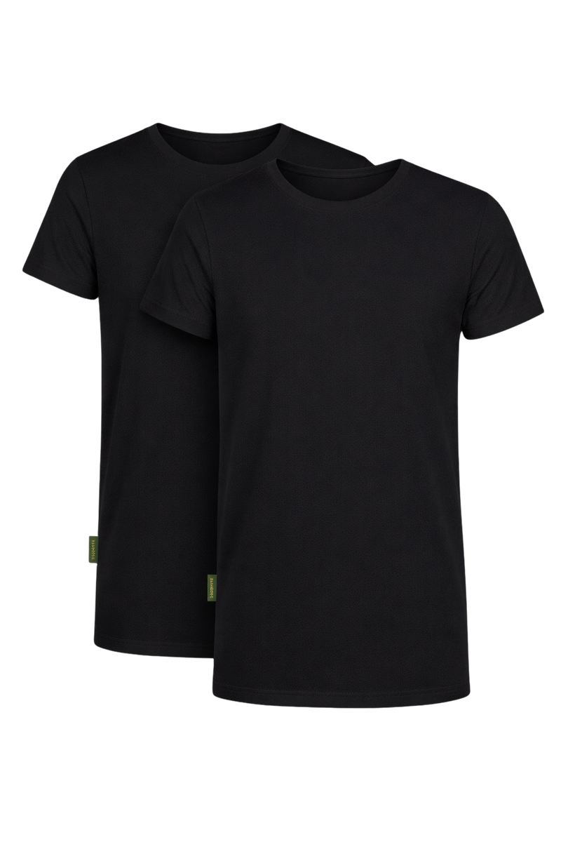 2-Pack Austin Bamboe T-shirts Rond - Zwart
