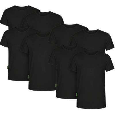 8-Pack Austin Bamboe T-shirts Rond - Zwart
