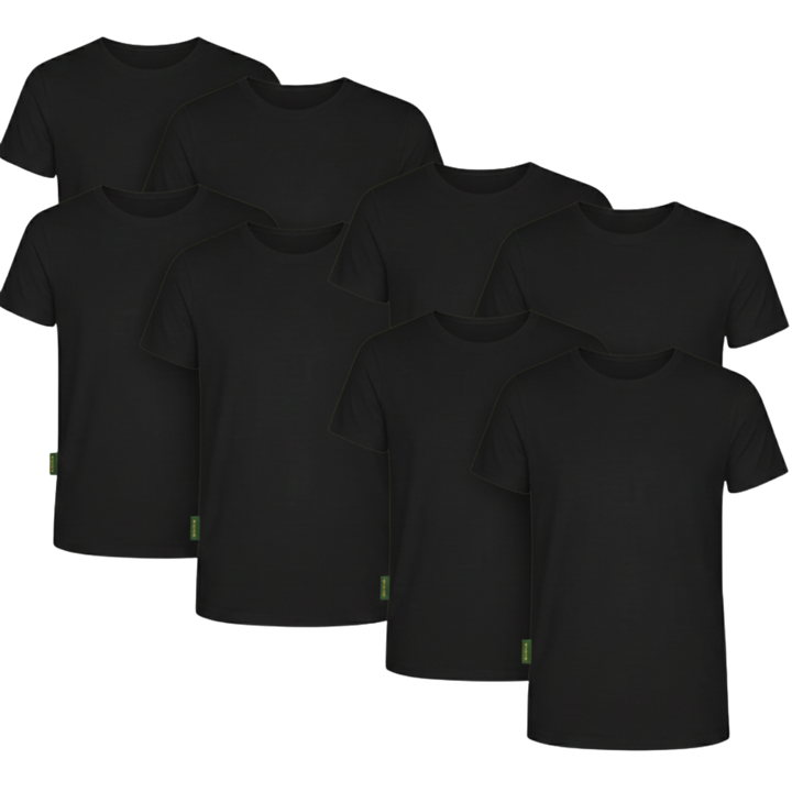 8-Pack Austin Bamboe T-shirts Rond - Zwart