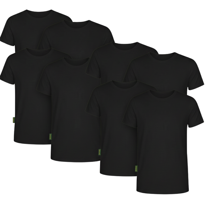 8-Pack Austin Bamboe T-shirts Rond - Zwart