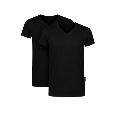 2 - Pack Austin Bamboe T-shirts V-hals - Zwart