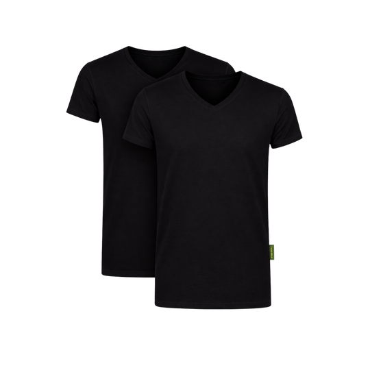 2 - Pack Austin Bamboe T-shirts V-hals - Zwart