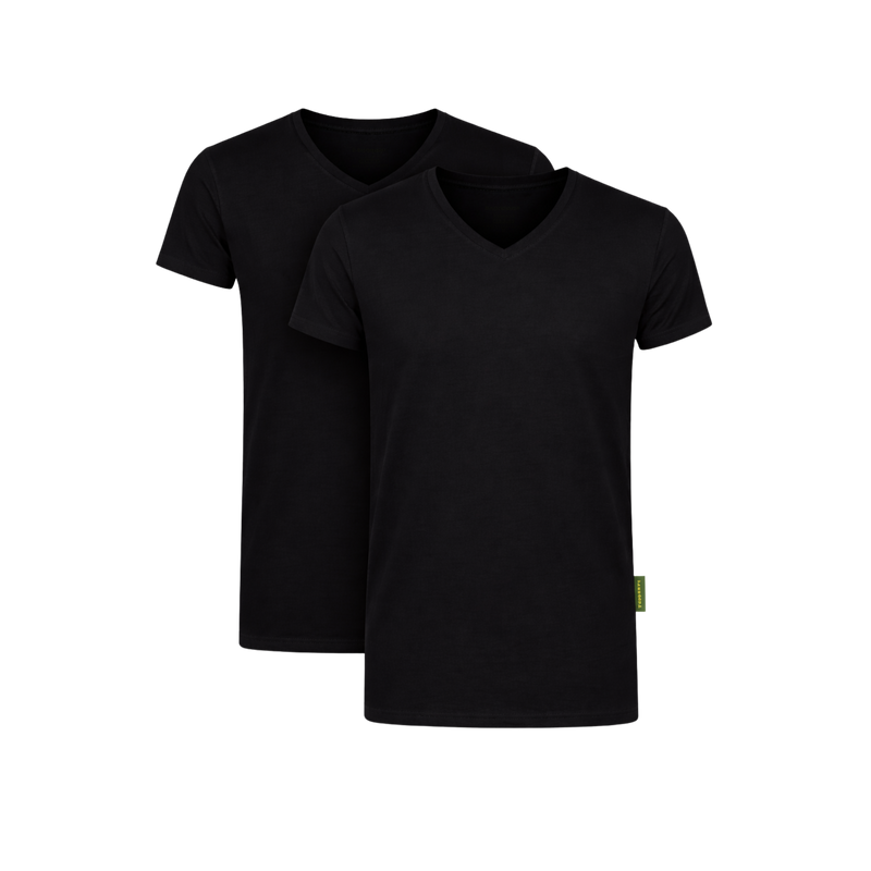 2 - Pack Austin Bamboe T-shirts V-hals - Zwart