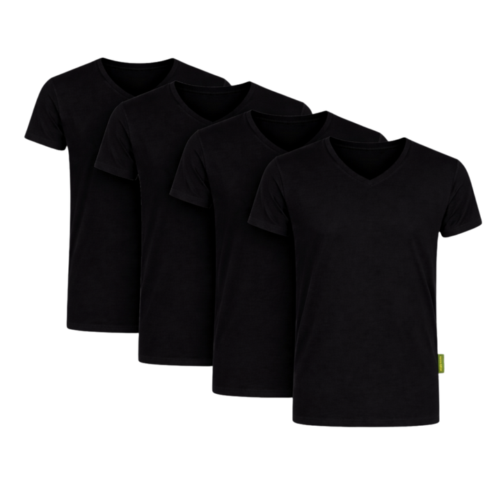 4 - Pack Austin Bamboe T-shirts V-hals - Zwart
