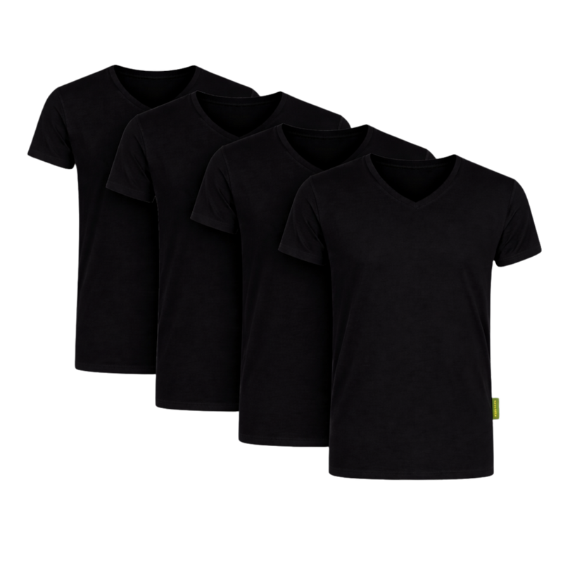 4 - Pack Austin Bamboe T-shirts V-hals - Zwart