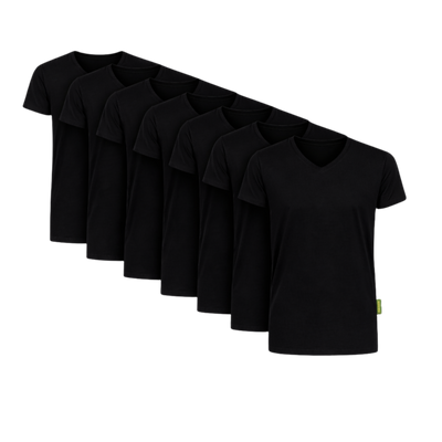 8 - Pack - Austin Bamboe T-shirts V-hals - Zwart