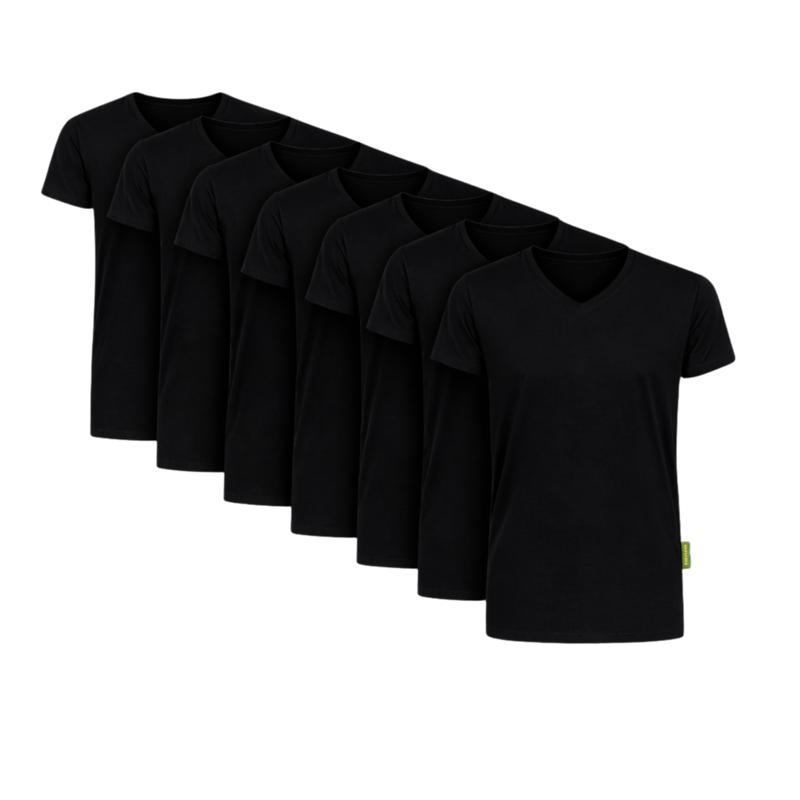 8 - Pack - Austin Bamboe T-shirts V-hals - Zwart