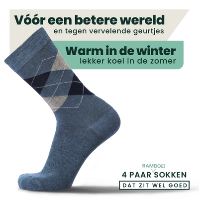 4-pack Steve Bamboe Sokken - Jeans