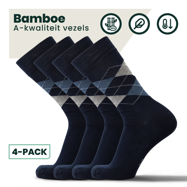 4-pack Steve Bamboe Sokken - Marineblauw