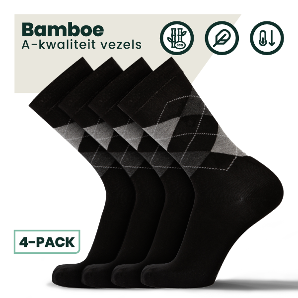 4-pack Steve Bamboe Sokken - Zwart