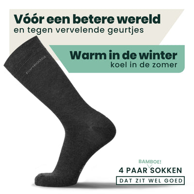 4 - Pack Jason Bamboe Sokken - Zwart