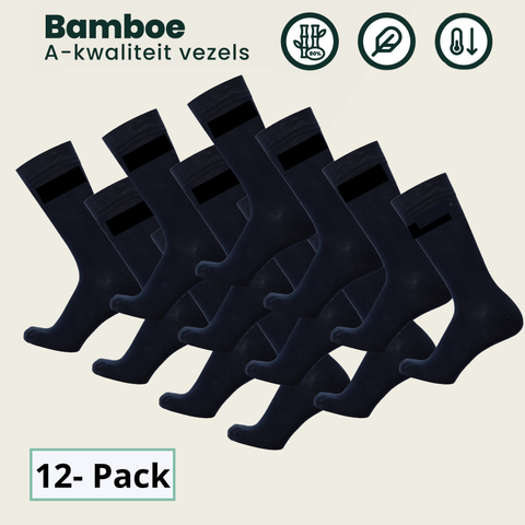 12 - Pack Jason Bamboe Sokken - Marineblauw
