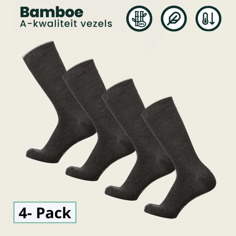 4 - Pack Jason Bamboe Sokken - Grijs