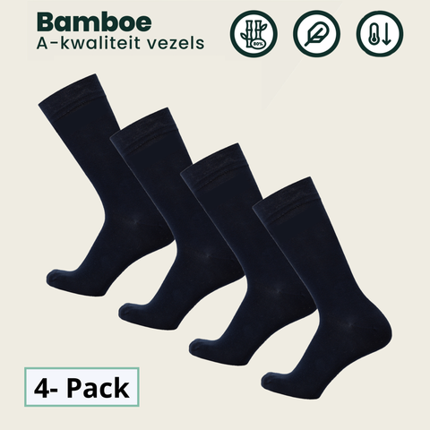 4 - Pack Jason Bamboe Sokken - Marineblauw