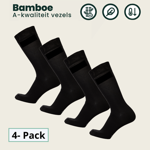 4 - Pack Jason Bamboe Sokken - Zwart