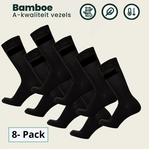 8 - Pack Jason Bamboe Sokken - Zwart
