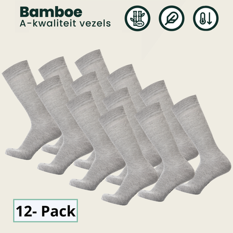 12 - Pack Jason Bamboe Sokken - Grijs