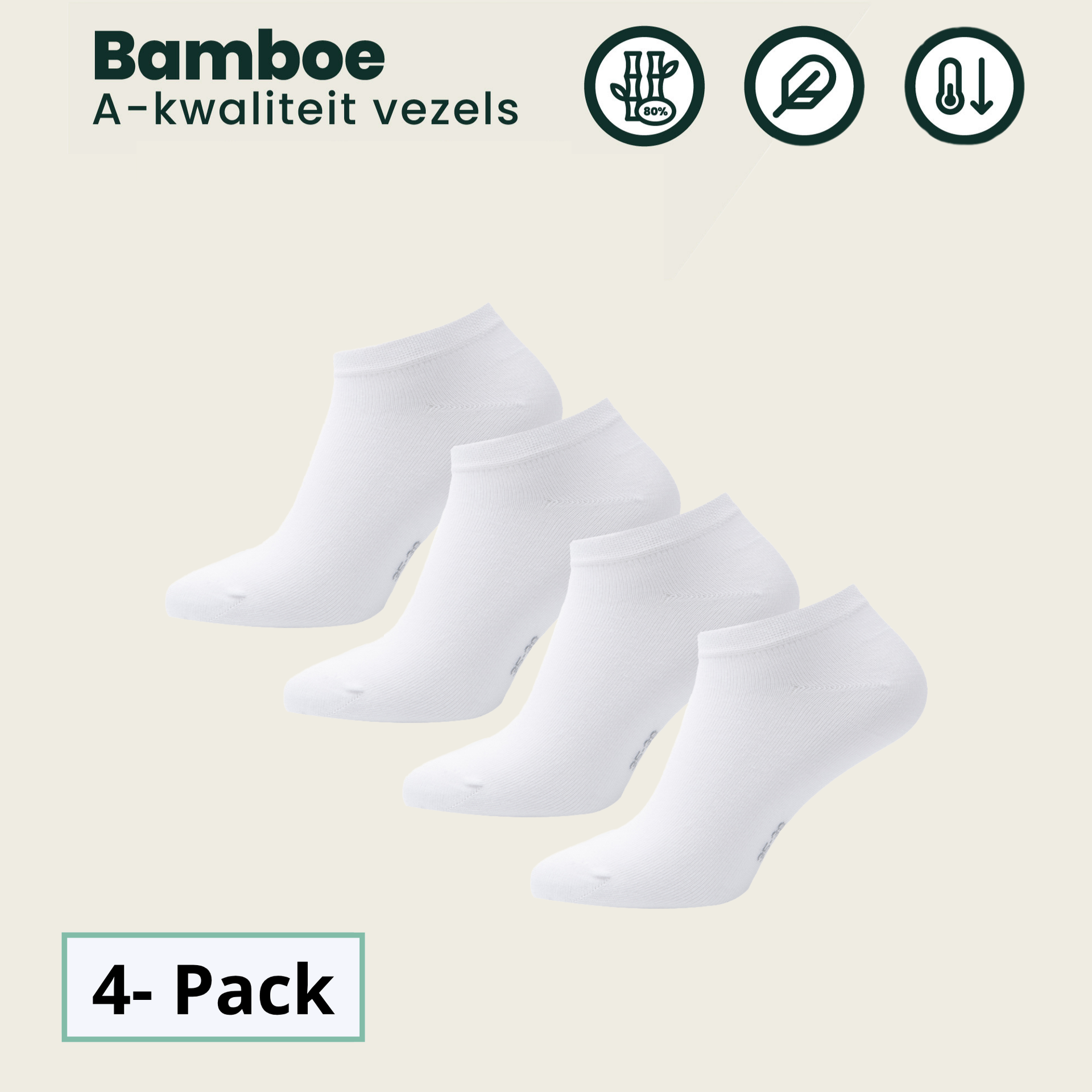 4 - Pack Jordan Bamboe Sneakersokken - Wit