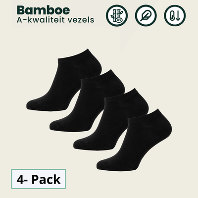 4 - Pack Jordan Bamboe Sneakersokken - Zwart