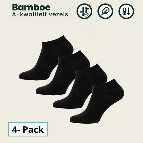 4 - Pack Jordan Bamboe Sneakersokken - Zwart
