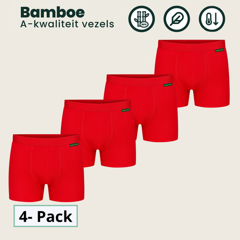 4 - Pack Lewis Bamboe Boxershorts - Rood