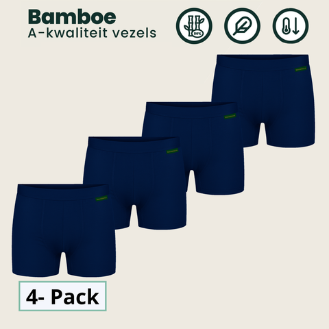 4 - Pack Lewis Bamboe Boxershorts - Marineblauw