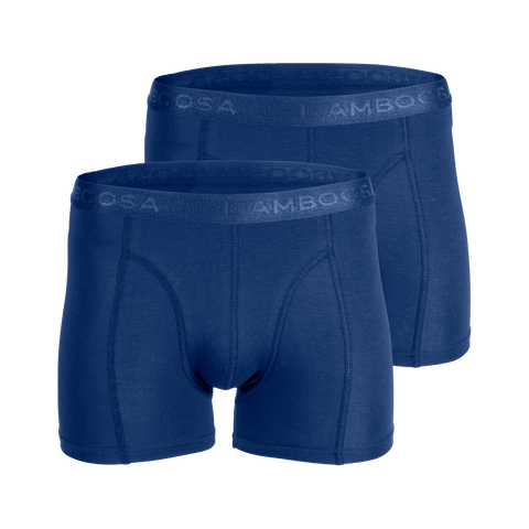 Bamboe boxershorts Lewis marineblauw voor en achter